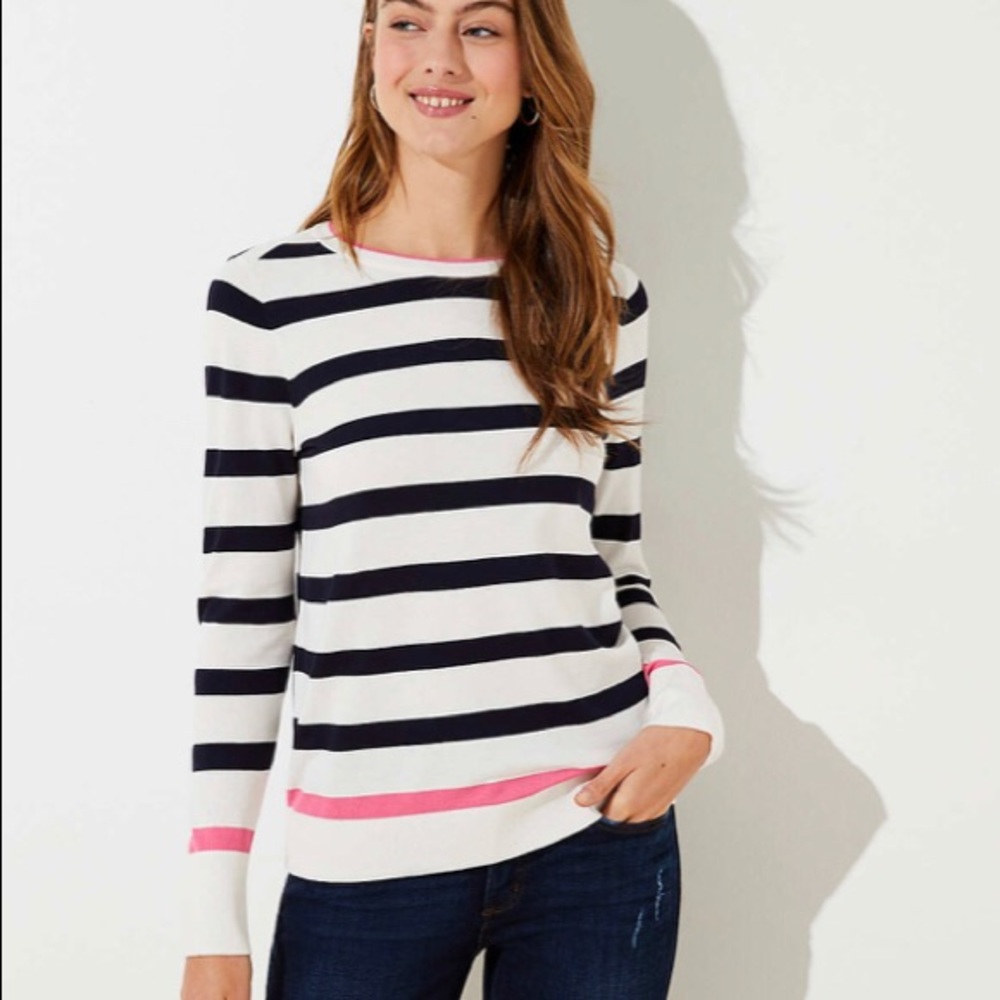 LOFT Women's NWT Petite Striped Everyday‎ Sweater